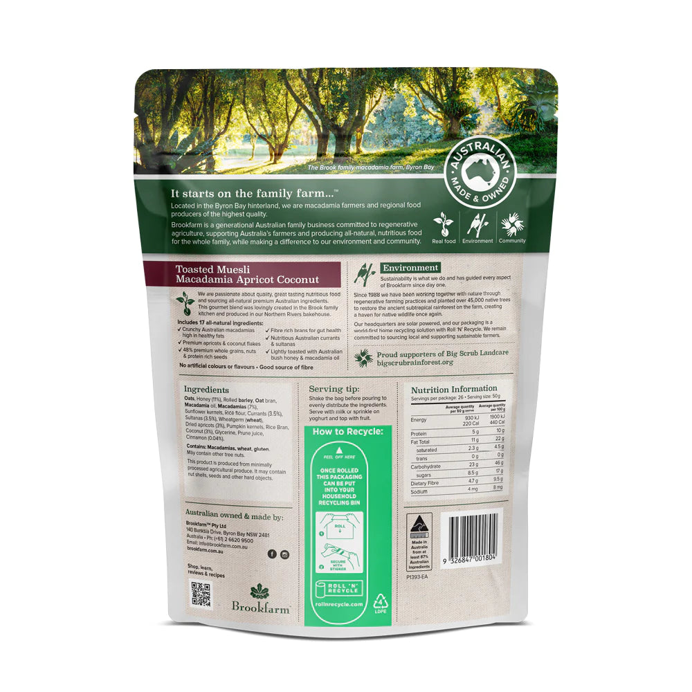 Brookfarm Apricot Toasted Coconut Macdamia Muesli 1.3Kg