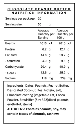 Nourishing By Sally Peanut Butter Chocolate Ball 20pk