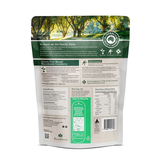 Brookfarm Cranberry & Macadamia Muesli Gluten Free 950G