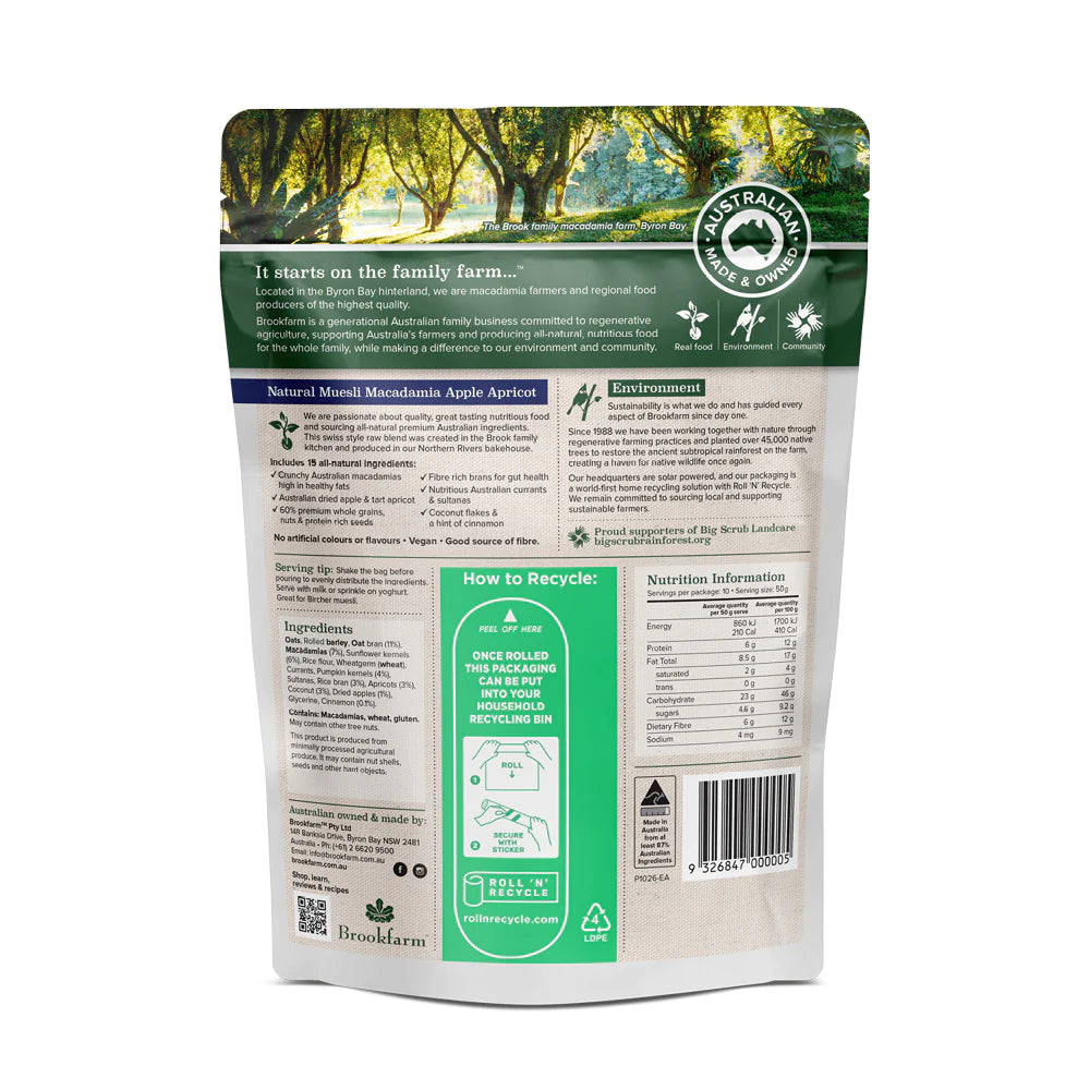 Brookfarm Natural Apricot & Apples Muesli 1.25Kg