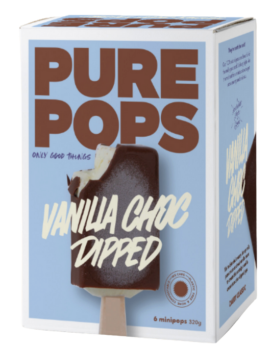 Pure Pops Vanilla Choc Dipped 6x60g Pack Mini Retail Pack